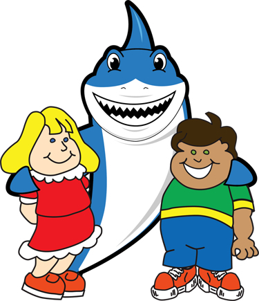 shark and kids cartoon